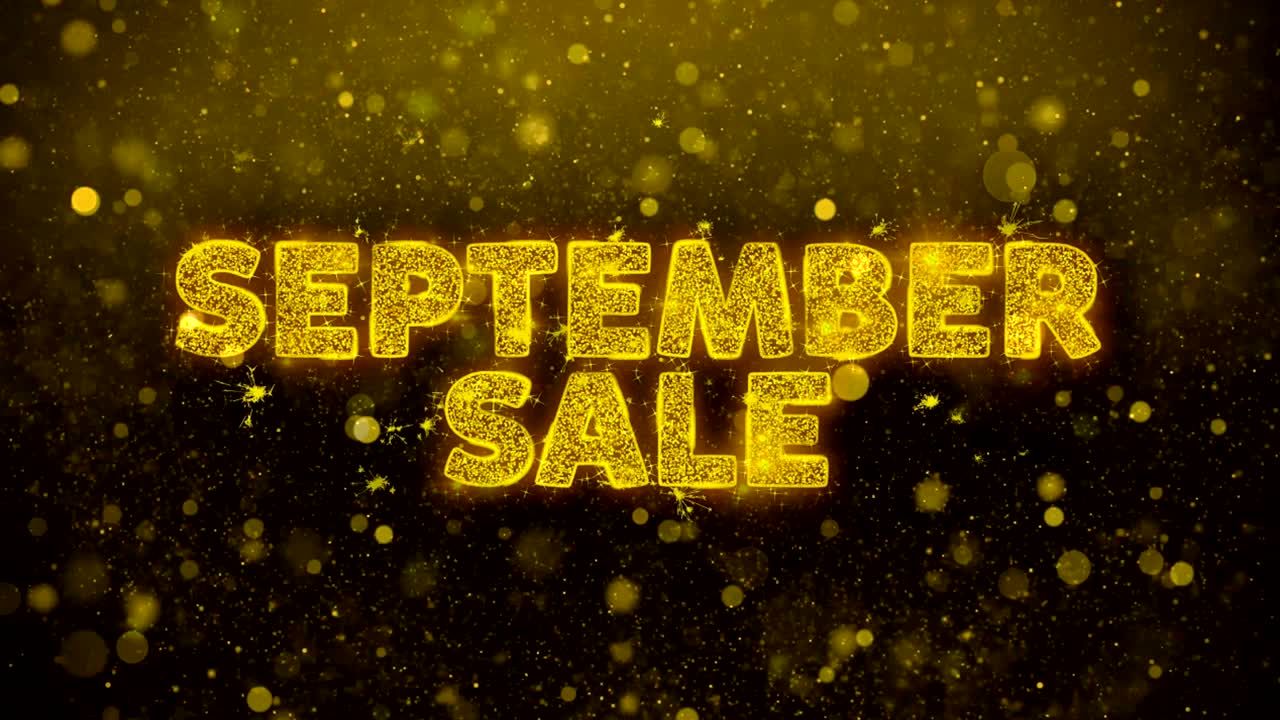 9 월 판매 문서 골든 글리터 반이는 입자 애니메이션