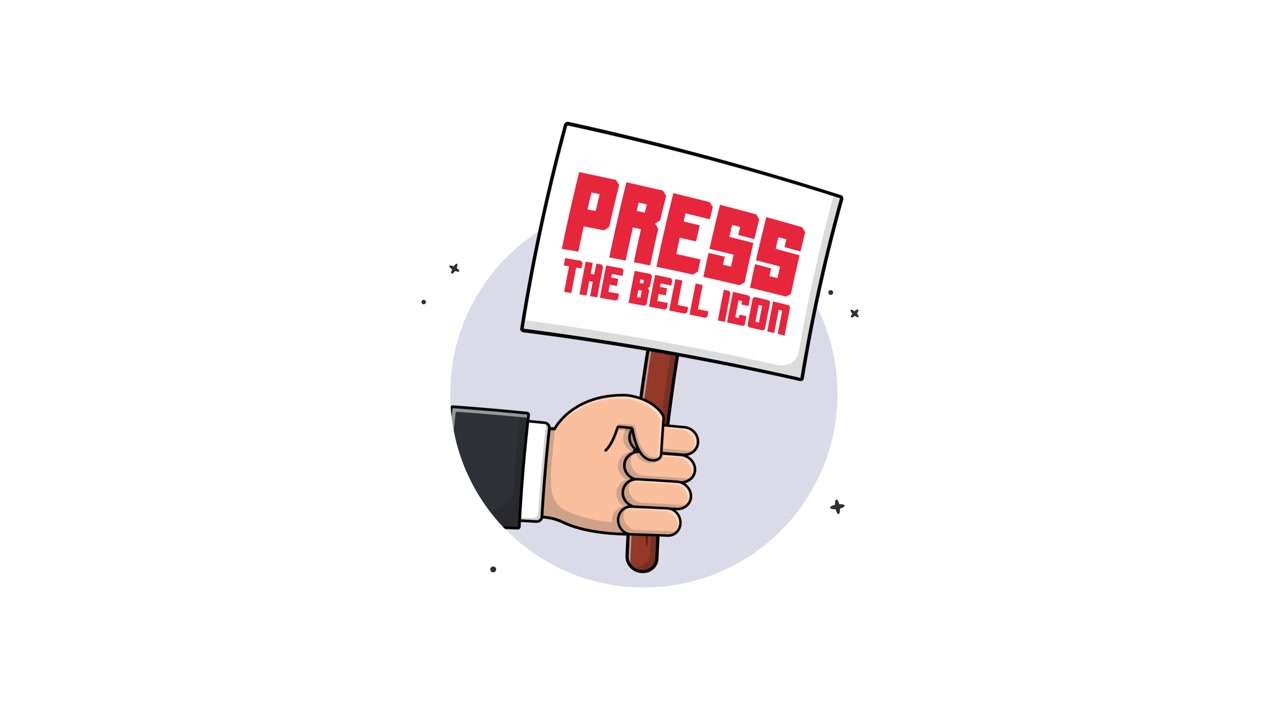 Animated Hand Holding Sign with Press the Bell Icon Message