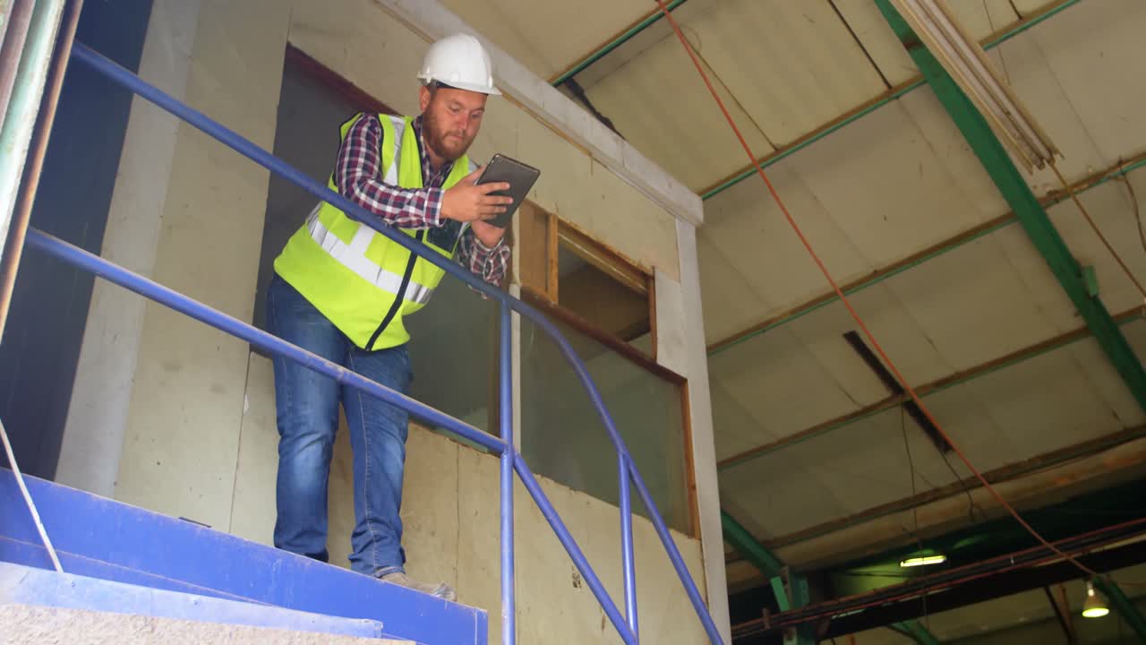 trabajador masculino que utiliza una tableta digital 4k