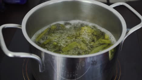 cactus food cooking in a pan of boiling water