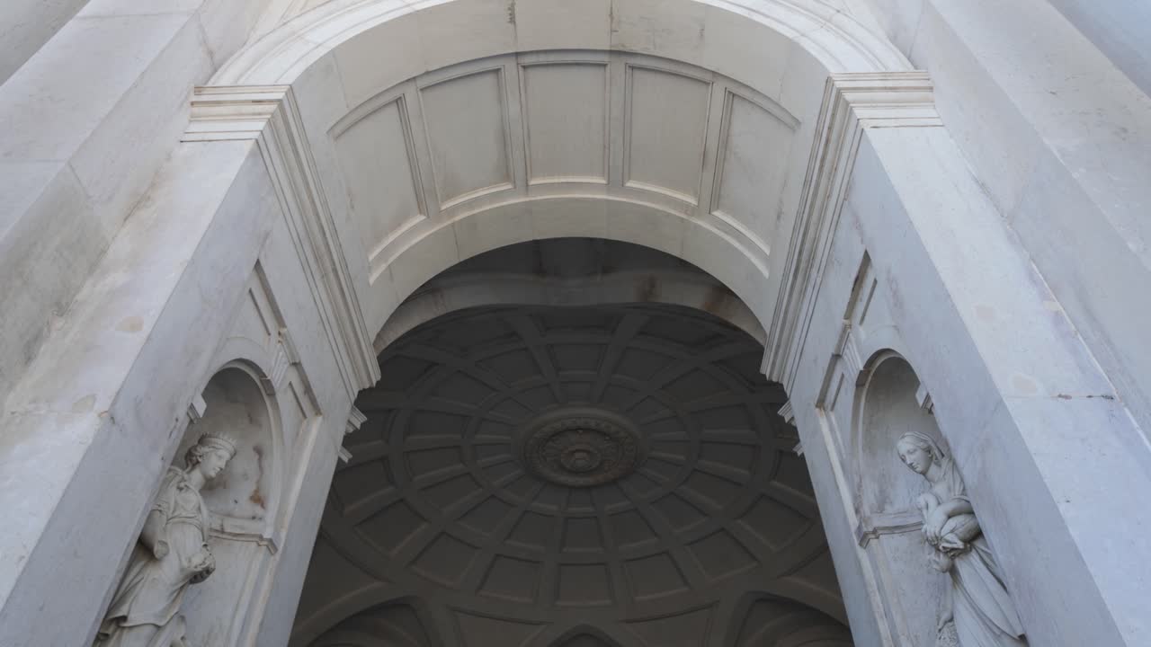 Elegant marble ceiling and statues at the Palace of Ajuda in Lisbon Portugal
