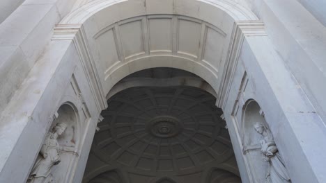 elegant marble ceiling and statues at the palace of ajuda in lisbon portugal