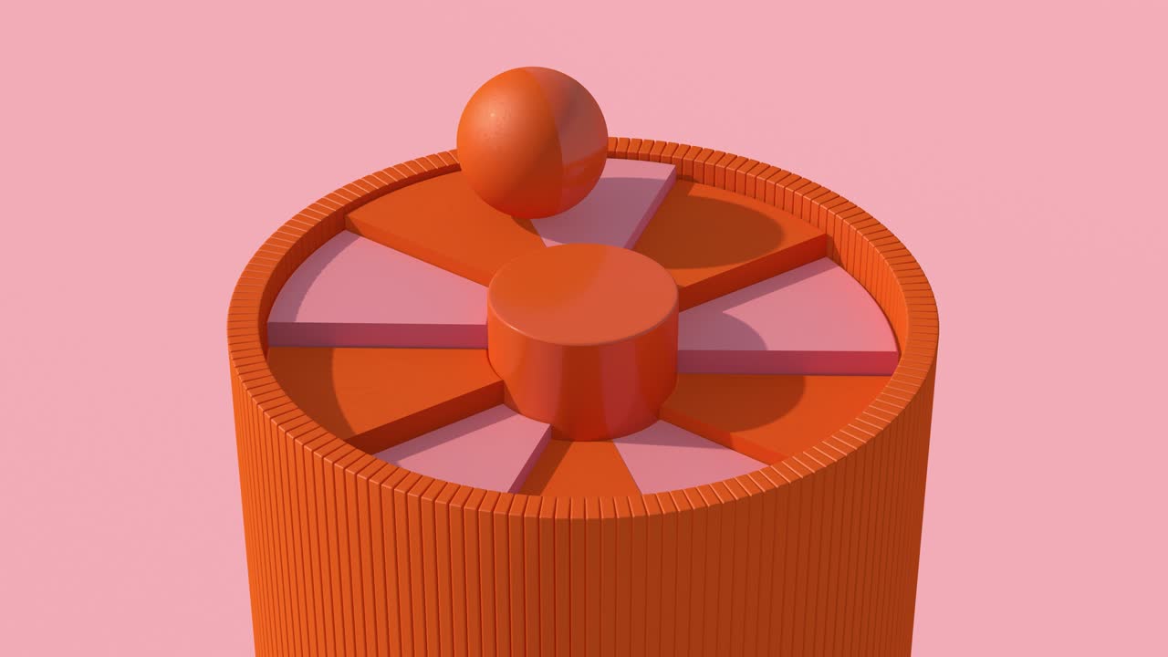 el fondo rosado, la animación abstracta, el renderizado en 3d.