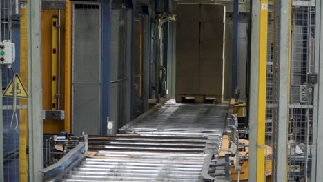 automated packaging line in a factory