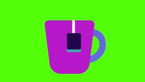 taza de té púrpura en un fondo de pantalla verde