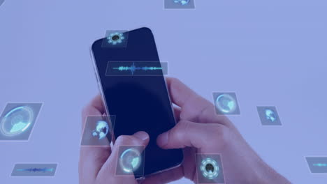 animación de escaneos y procesamiento de datos a través de teléfonos inteligentes