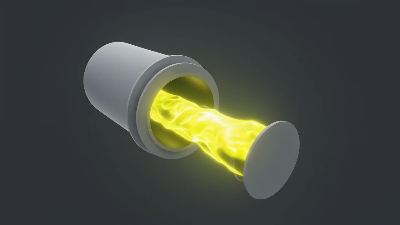 Cylinder and Plunger Activating Pulsating Yellow Plasma Energy