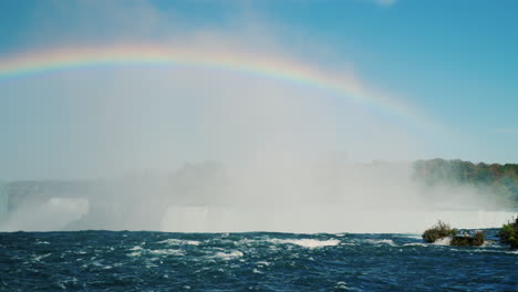 arco iris y cascada de herradura en el río niagara