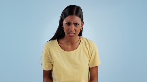 surprise, wow and face of woman with bad news