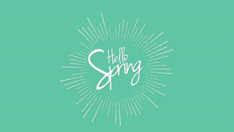Hallo-Frühling-Mit-Retro-Linien-Auf-Grünem-Muster