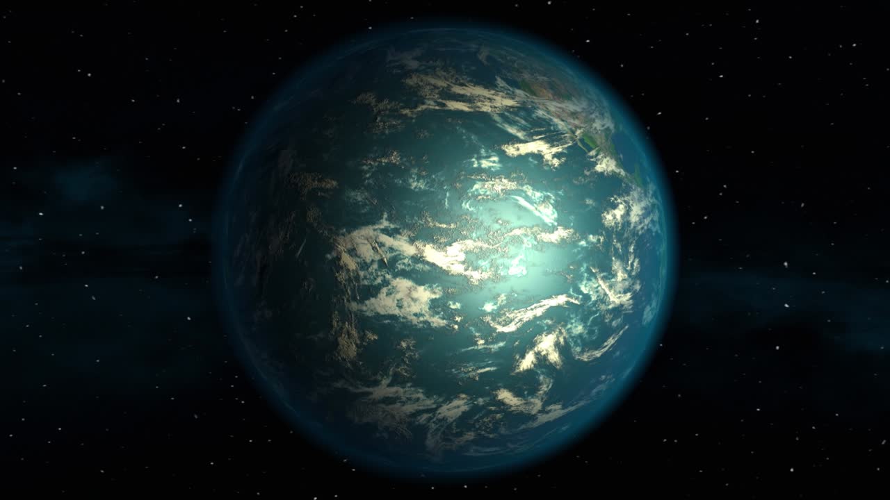 el vuelo sobre la tierra, el amanecer y la puesta del sol. hermosa animación 3d, bucle sin fisuras.