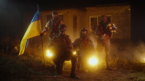 ukrainian soldiers at night