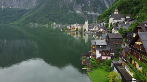 mystic rainy day in hallstatt, austria