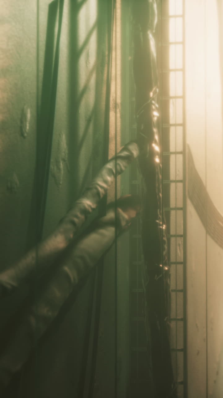 una escalera de escape de incendios oxidada