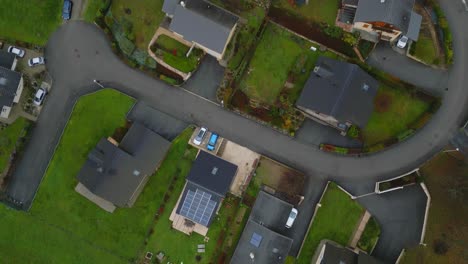 Top-down-shot-of-suburb-area-in-the-alps