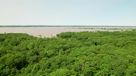 aerial footage of lake texoma flooding after recent rains. this was shot near the north end of the dam.