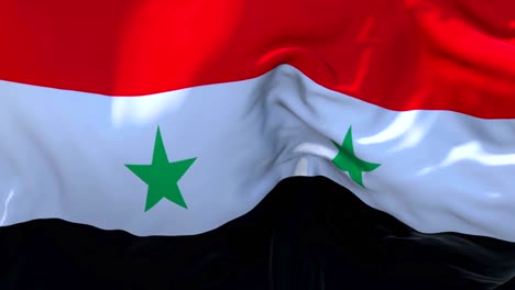 syria flag waving in wind slow motion animation . 4k realistic fabric texture flag smooth blowing on a windy day continuous seamless loop background.