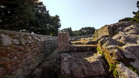 shot of old stone walls of st