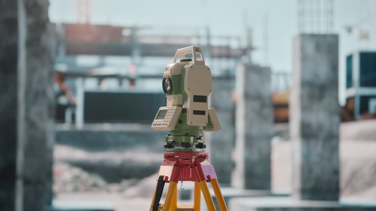 Total Station Surveying Equipment at a Construction Site