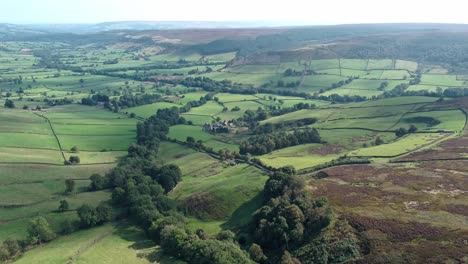 Páramos-Del-Norte-De-York,-Robin-Hoods-Bay,-Glaisdale-Dale-Verano,-Clip-2,-Movimiento:-Retroceder-De-Dale-A-Moors-Video,-4k,-25fps,-H264-Dji-Inspire-2