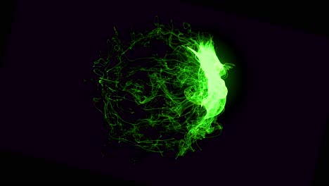 abstract glowing green face profile