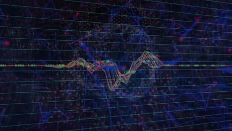 Animación-De-Múltiples-Gráficos,-Puntos-Que-Forman-Formas-Geométricas,-Cerebro-Digital-Sobre-Fondo-Abstracto