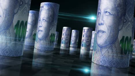 sudáfrica rand dinero billetes rodos bucle sin costuras