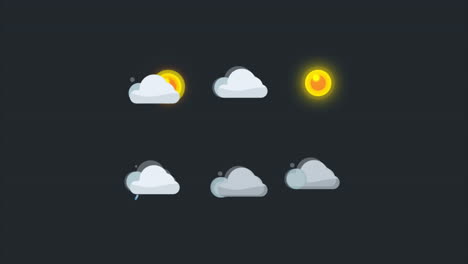 iconos del tiempo - nublado, soleado, lluvia