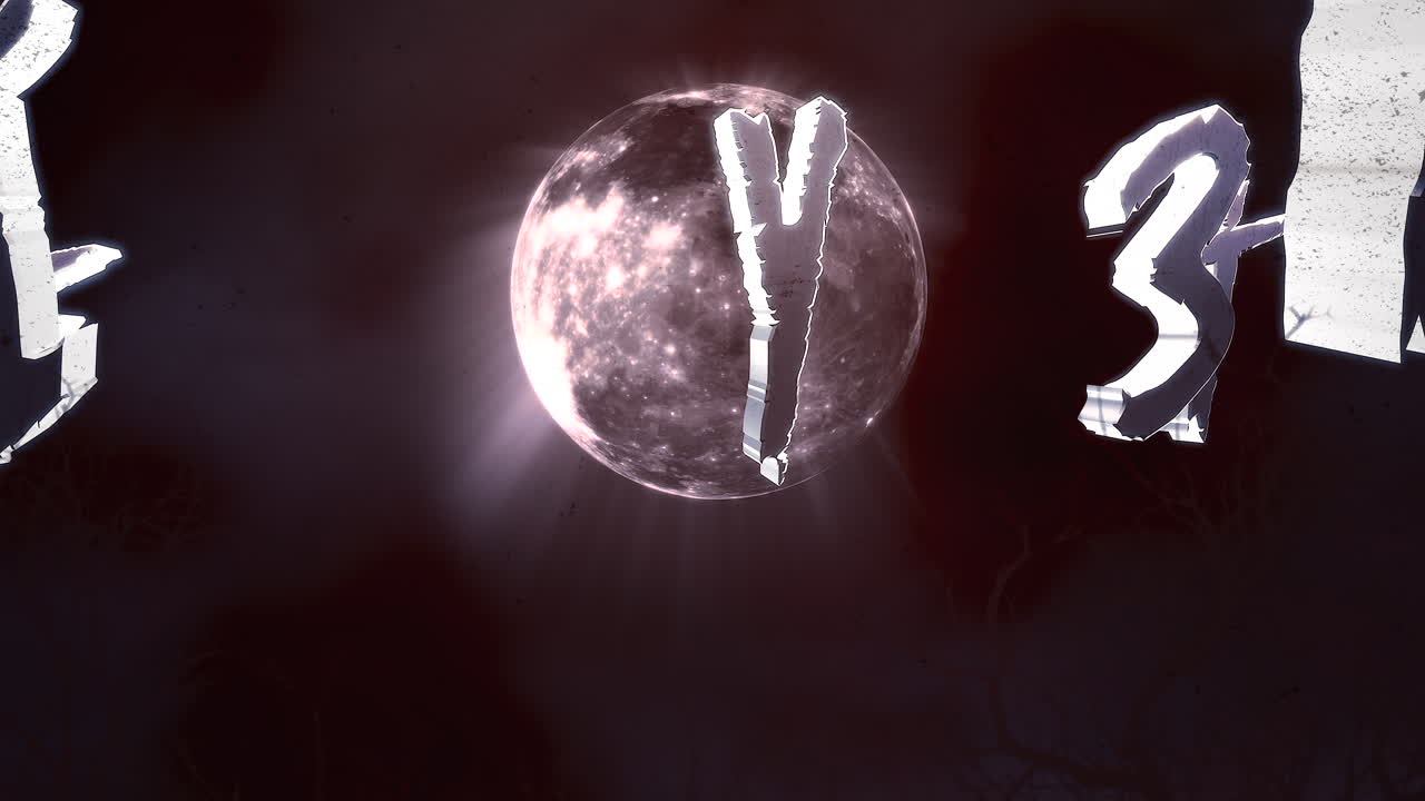 texto de animación viernes 13 y animación mística fondo de halloween con luna oscura y nubes