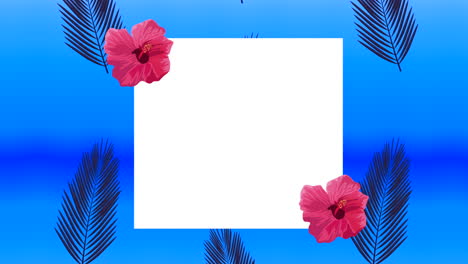poster de vacaciones de verano con flores tropicales en un marco cuadrado