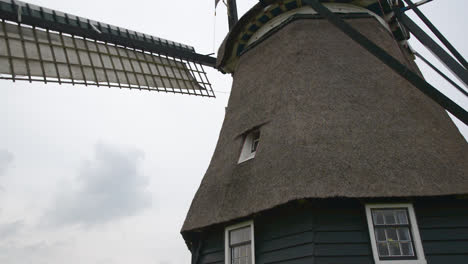 close up of a windmill turning in holland