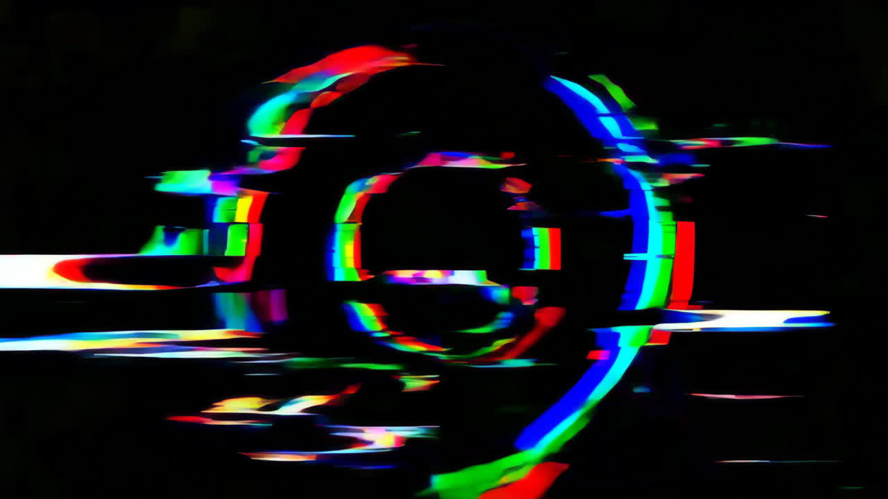 Abstract Digital Glitch Art with Vibrant Neon Colors and RGB Distortion