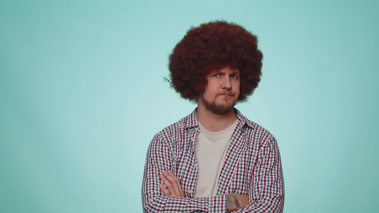 Displeased upset man reacting to unpleasant awful idea, dissatisfied with bad quality shake head No