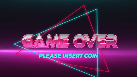 Animation-of-game-over-text-over-neon-pattern-background