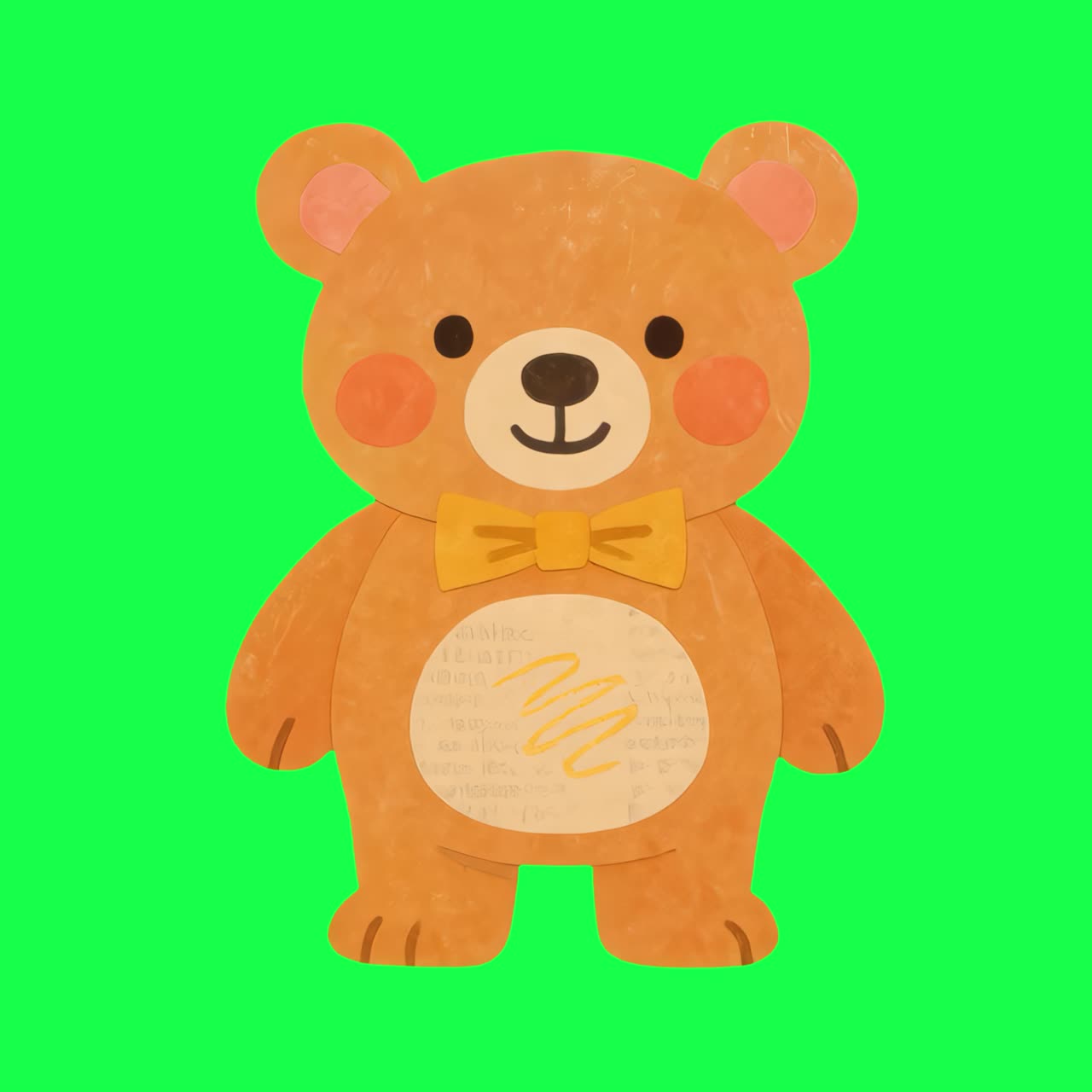 Cute teddy bear illustration animation, transparent 4K video, green screen