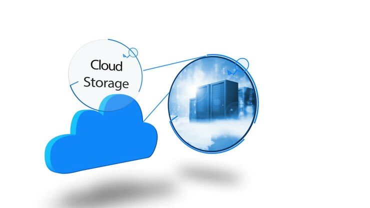 Blue cloud computing graphic on white