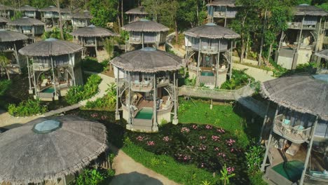 tourist lodgings are seen in a thailand jungle resort