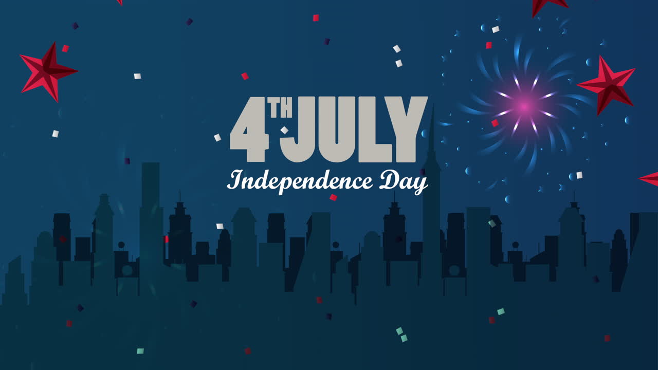 usa independence day celebration with cityscape and fireworks