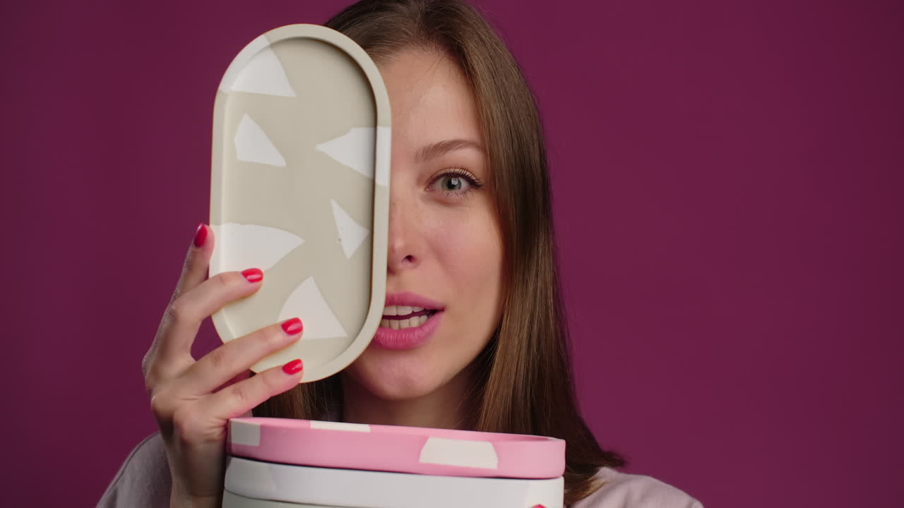 Woman holding decorative trays