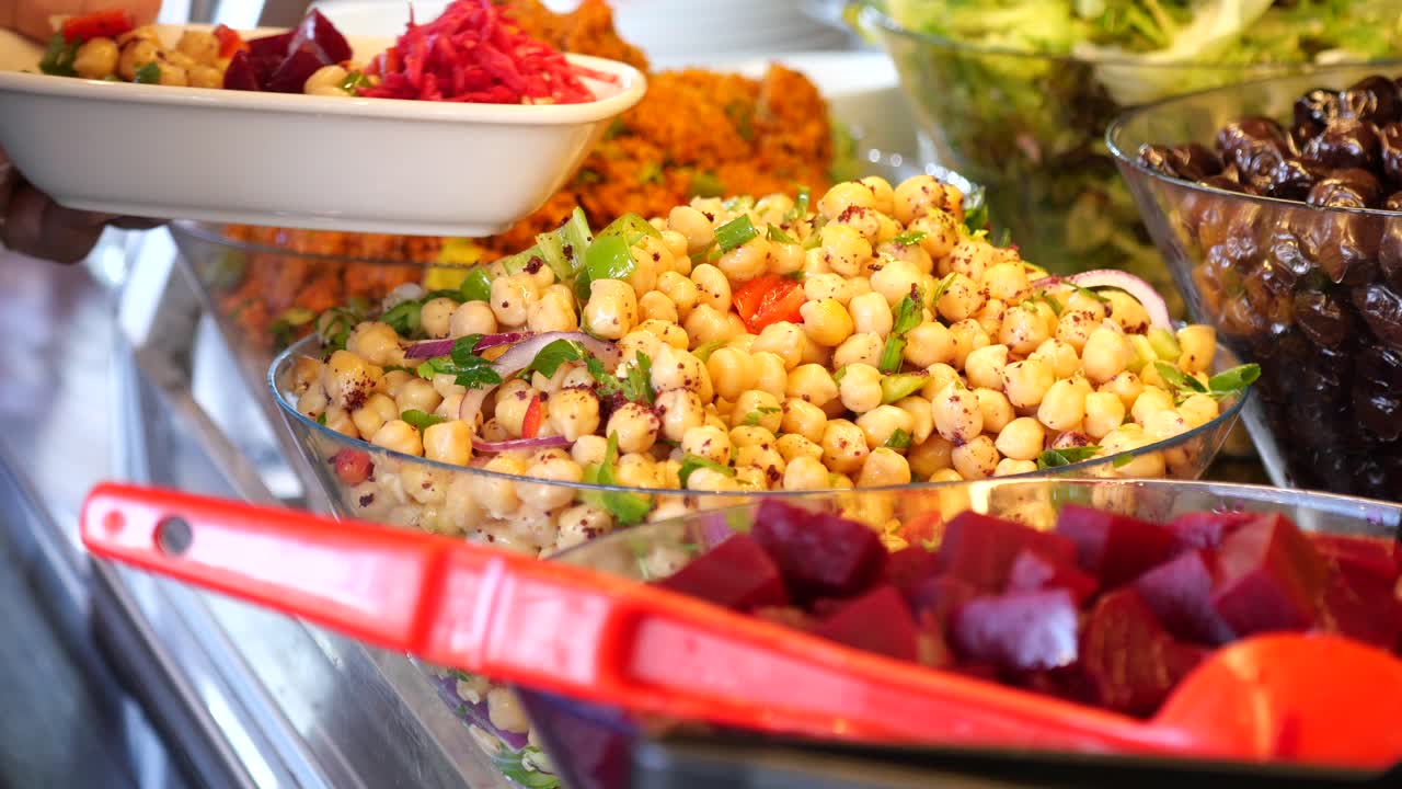 Turkish Chickpea Salad and Other Mezze at a Restaurant
