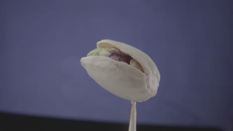 pistacho girando con bucle en la pantalla azul para la llave de croma