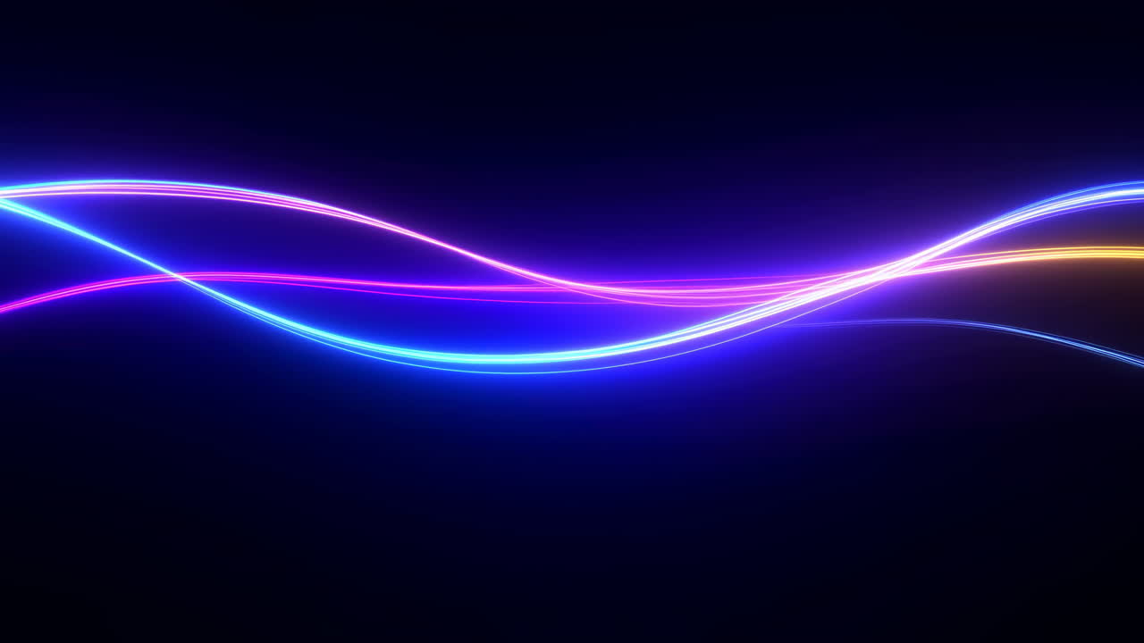 Abstract Glowing Neon Light Trails Flowing on Dark Background