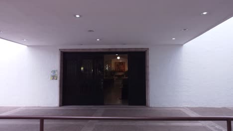 entering the temple and walking through its central corridor