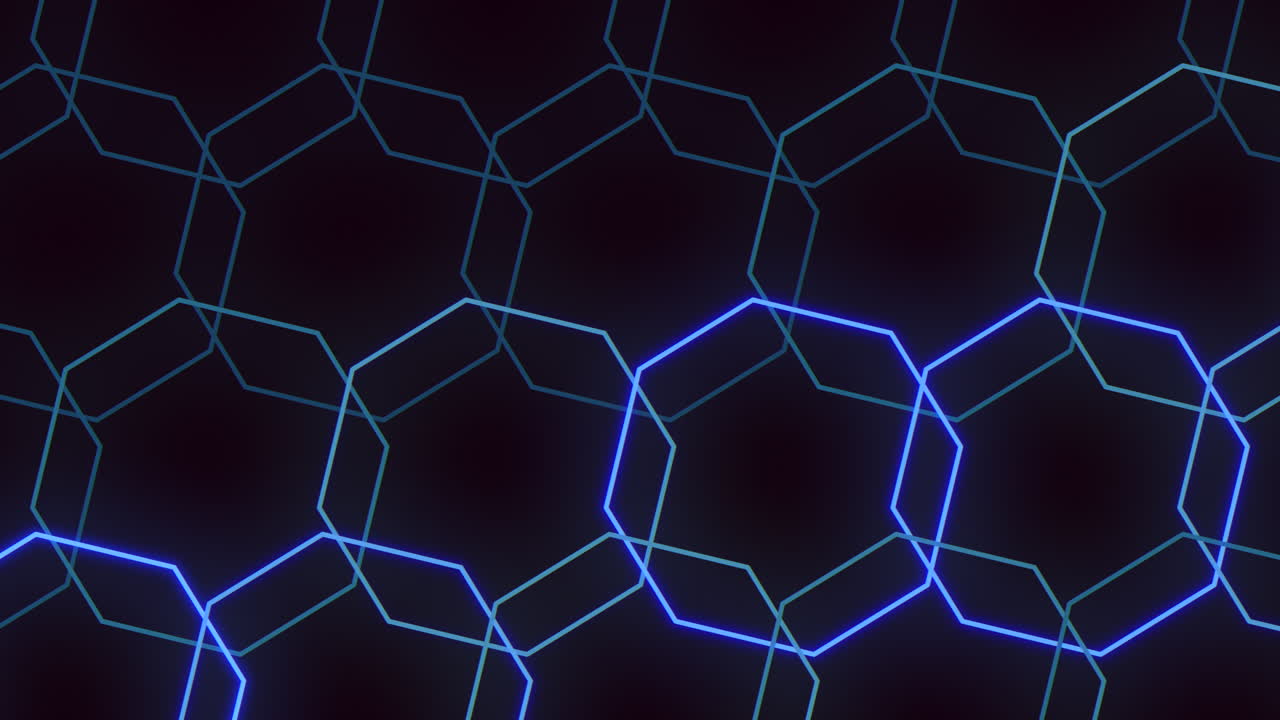 cuadrícula de diamante azul líneas intrincadas flotando en fondo negro