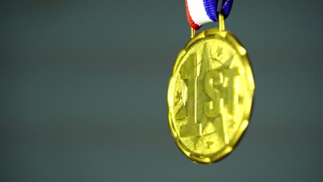 close up of golden medal