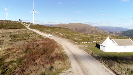 windmills along a countryside road