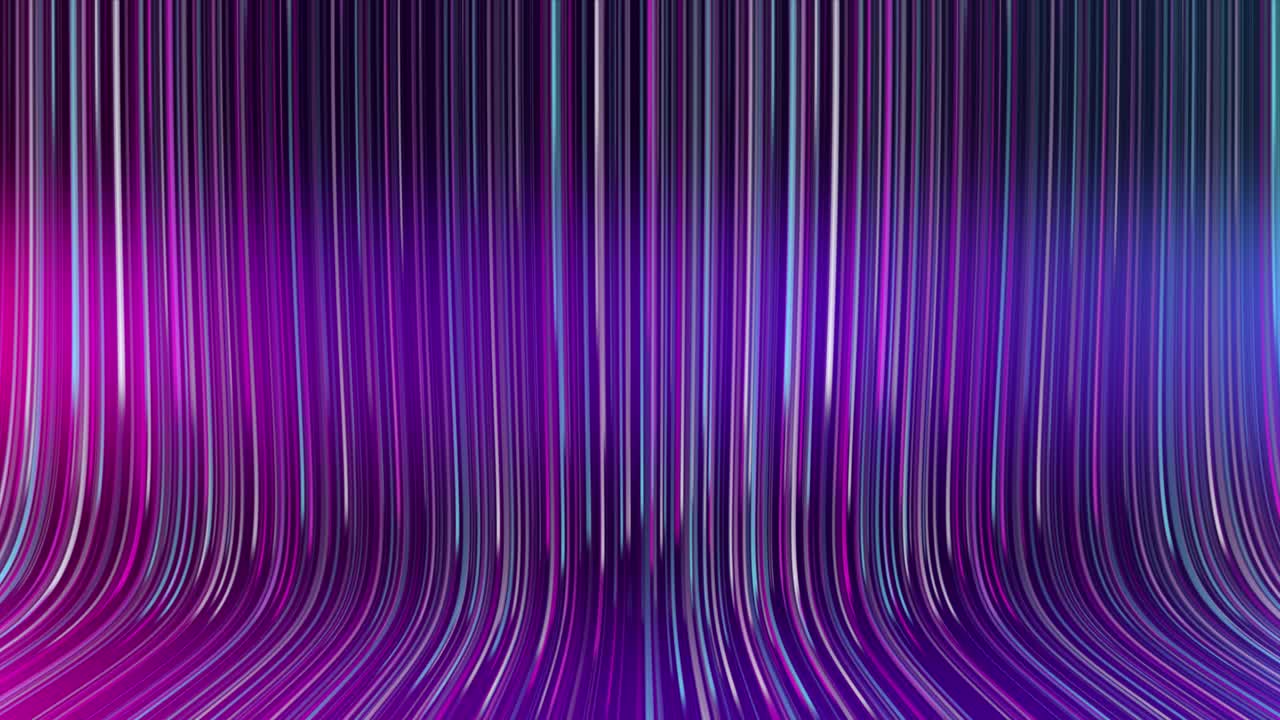 Racing neon glowing lines stripes animation motion graphics background dynamic abstract design technology rain warp bright particle color pink purple