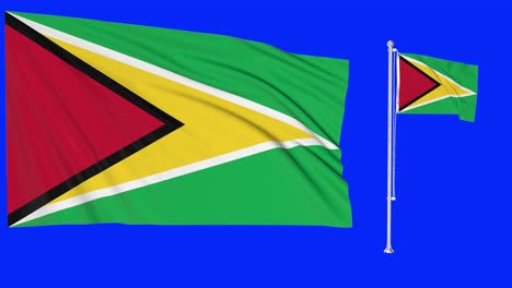 Green-Screen-Waving-Guyana-Flag-or-flagpole