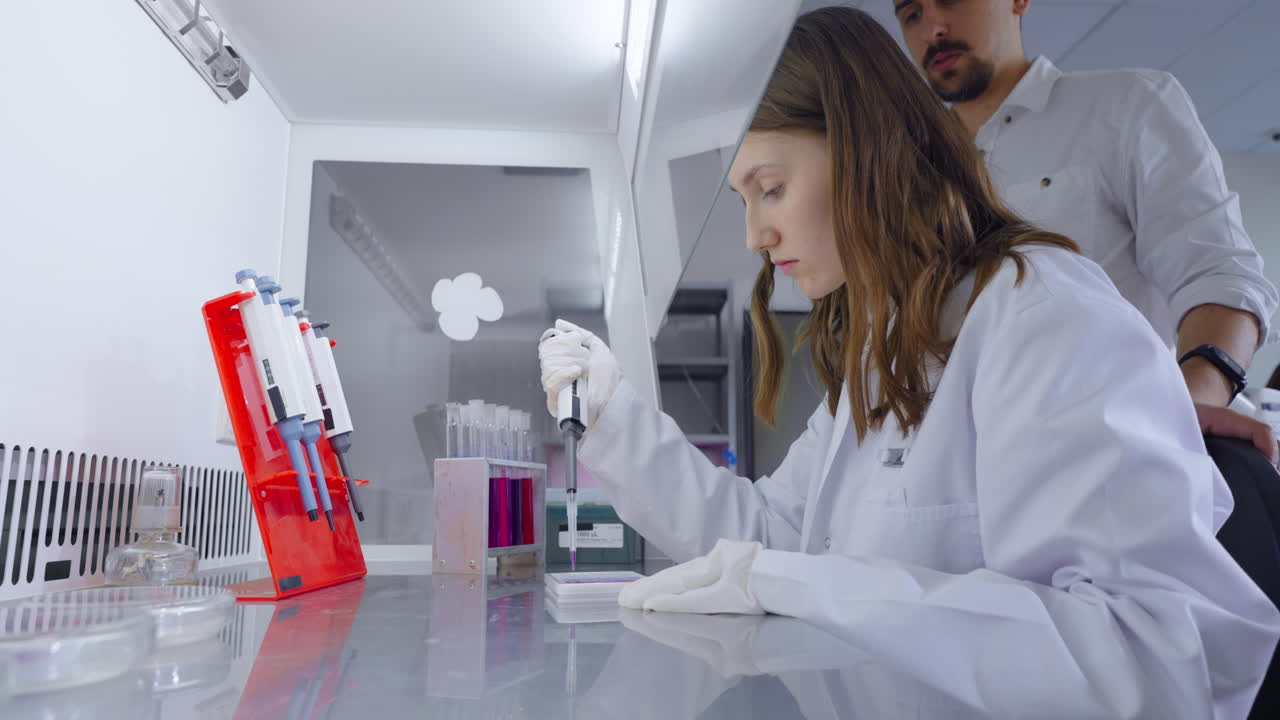 Ученые работают в лаборатории.