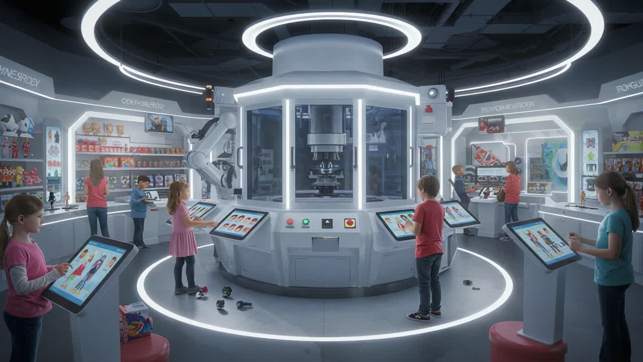 Interactive Learning Space for Children: A High-Tech Environment Showcasing Young Innovators Engaged in Hands-On Learning, Exploring Technology and Creativity in Action